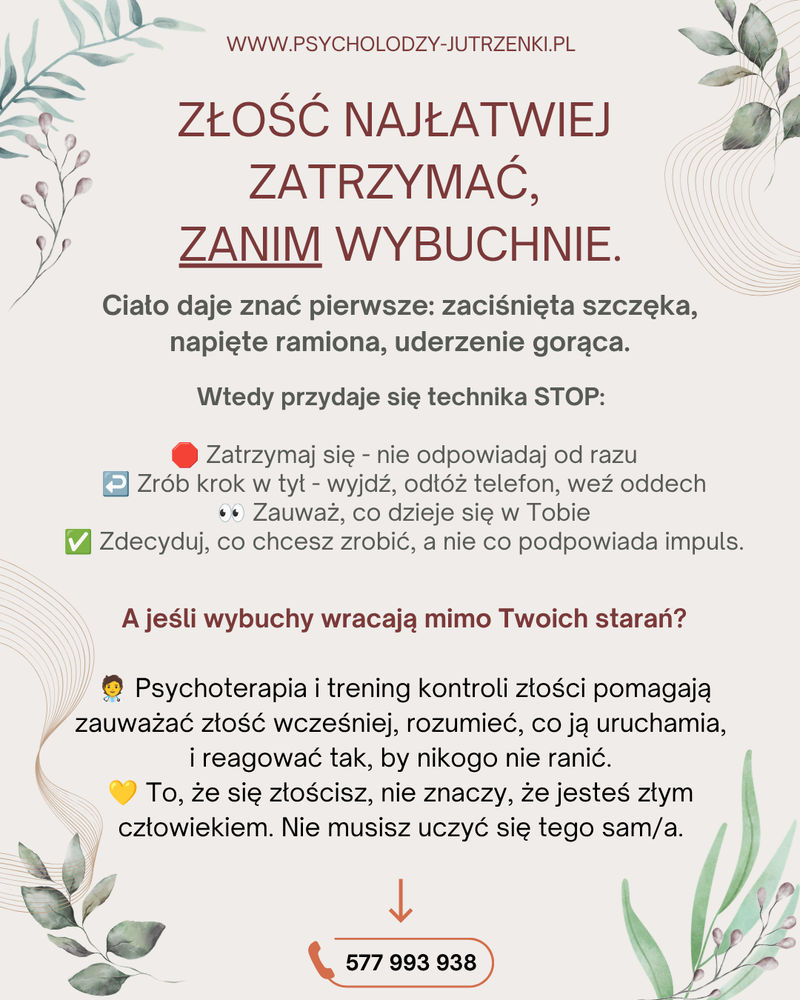 Technika STOP z DBT i trening kontroli złości